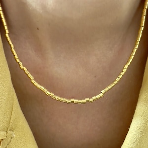 Handmade 16K Gold-Plated Seed Bead Choker: Delicate Layering Necklace