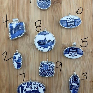 Blue Willow Pendant with Hand Soldered Detail