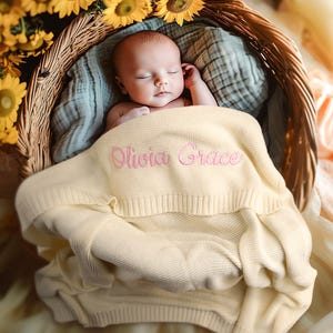 Embroidered Name Blanket,Personalized Baby Blanket With Name,Knitted Baby Name Blanket, Stroller Blanket,Baby shower Gift,  Newborn gift