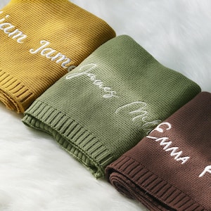Personalized Baby Blanket With Name,Embroidered Name Blanket,Knitted Baby Name Blanket, Stroller Blanket,Baby shower Gift,  Newborn gift
