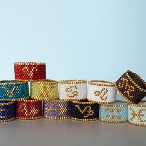 Custom Zodiac Sign Handmade Beaded Ring, Featuring 24KT Gold Plate Beads