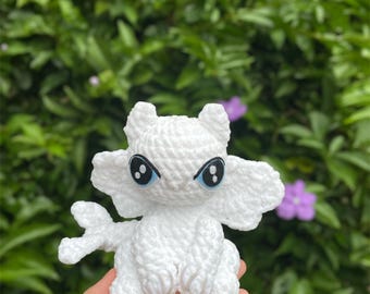 Patroon gehaakte sleutelhanger Light Fury Dragon, amigurumi-drakenspeelgoed (pdf)