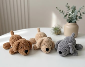 Haakpatroon slapende puppy pdf, amigurumi-tutorial schattige hond, pluche mini slapende puppy, haakcadeau voor beginners