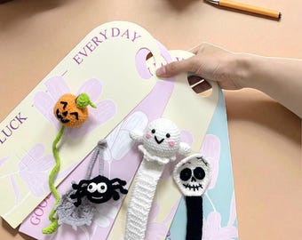 Geist Kürbis Schädel Spinne Häkelanleitung PDF | Halloween Lesezeichen Amigurumi DIY