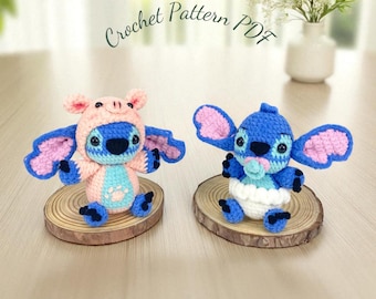 PDF-haakpatroon babysteekpatroon: amigurumi alien knuffel in kostuum (vriendelijk voor beginners)