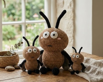 Patrón de ganchillo de cucaracha, adorable peluche de insecto amigurumi, descarga digital de ganchillo
