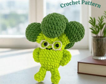 Broccoli Keychain Crochet Pattern, Amigurumi Vegetable Plush (PDF Pattern)