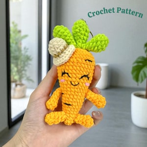 Haakpatroon wortel amigurumi: pluche groentesleutelhanger (pdf-patroon)