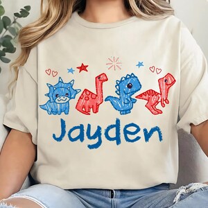 4th of July Boy Png, 4th of July Kids Png, 4th of July Dinosaur Png, Patriotic Kids Png, Custom Name, Patriotic Toddler Shirt Desing Png