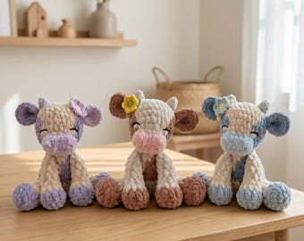 Haakpatroon Schotse hooglanders pdf, amigurumi-tutorial schattige koe, gehaakt speelgoed pluche koe, haakpatroon boerderijdieren