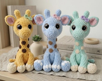 Haakpatroon giraf, kawaii pluche girafamigurumi, stapsgewijze zelfstudie, patronen en blauwdrukken handgemaakt cadeau-idee