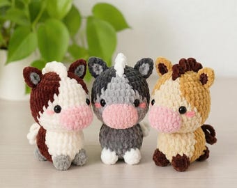 Haakpatroon minipony pdf, pluche amigurumi-tutorial boerderijpaard, leuk handgemaakt cadeau