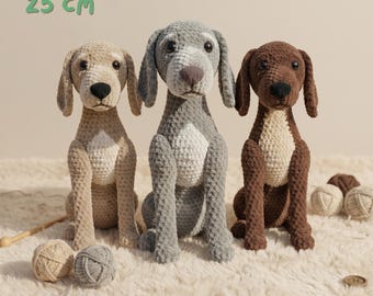 Patrón de Ganchillo Perro Weimaraner, Amigurumi Fácil (Patrón PDF)