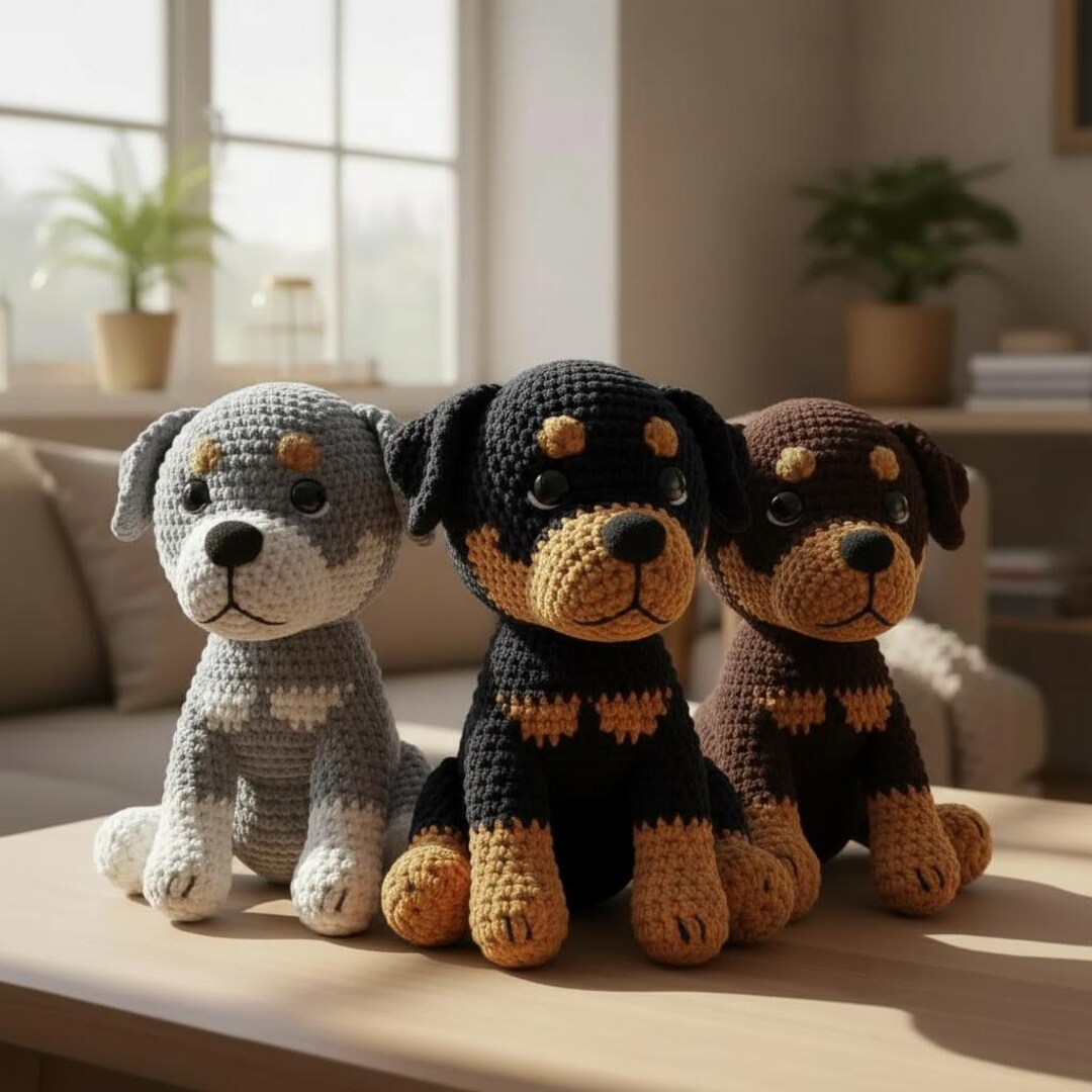Rottweiler Dog Crochet Pattern, Realistic Amigurumi Toy (PDF Pattern ...