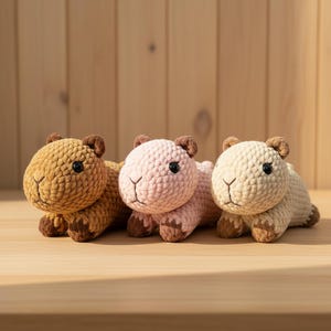 Virkmönster för liggande kapybara, djuramigurumi i PDF-format, dekoration av plyschhylla