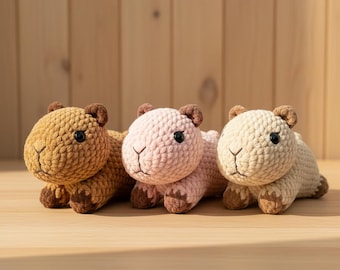 Patrón de capibara a crochet, juguete de peluche amigurumi fácil (PDF)