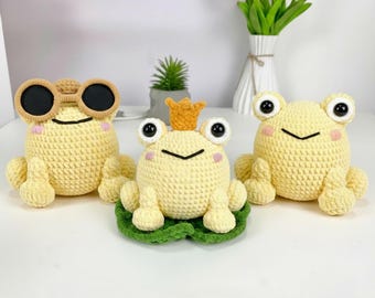 Bundel gehaakt kikkerpatroon, kawaii amigurumi-knuffel (digitale download)