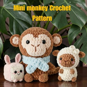 Monkey Crochet Pattern PDF, Kawaii Animal Plush Crochet Pattern, Mini Monkey DIY Gift