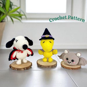 Halloween Crochet Pattern Bundle: Snoopy Bat Witch Amigurumi (PDF Pattern)