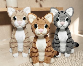 Haakpatroon grijze kat, eenvoudige amigurumi (pdf-patroon)