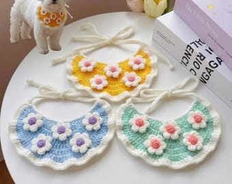 Patrón de collar de ganchillo para gato en PDF, tutorial de babero para mascota Sunny Daisy, lindo accesorio floral para gato hecho a mano