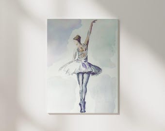 Ballerina Art Print | Original Watercolor, Purple Boho Decor (Digital Download)