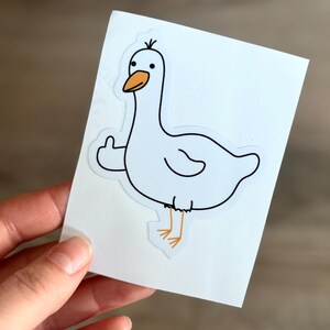 Sticker oie optimiste, illustration d'animaux mignons, autocollant pouce levé, sticker pour ordinateur portable amusant, vinyle ondes positives