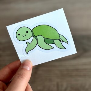 Optimistische schildpad kiss-cut sticker, schattige dierenillustratie, duim omhoog sticker, leuke laptop sticker, postive vibes vinyl