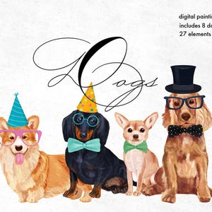 Dog Clipart Bundle, Watercolor Dog Clipart Sublimation Designs, Dog Breeds PNG File,Cute Dogs Digital Illustration,Puppy Portrait Prints