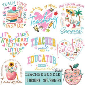 Retro Teacher Png Bundle, Teacher Png, Teacher Appreciation, Teacher Sublimation design, Teacher shirt Png, Teacher vibes png,Png Bundle dtf
