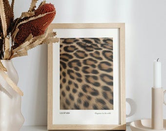 Leopard Wall Art, Leopard Pattern Poster, Aesthetic Trendy Photography Definition PrintPreppy Typography Above Bed Bedroom Wall Decor