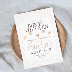 Brötchen im Ofen-Babyparty-Einladung | Bearbeitbare Canva Vorlage | Gender Neutral druckbare einladen | Sofortiger Download digitale Datei