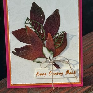 Continuez à revenir - Carte de voeux botanique faite main avec message encourageant, motif en relief, carte de soutien, carte d'automne