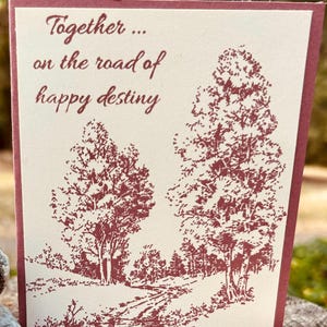 Carte de voeux inspirante fabriquée à la main avec message « Happy Destiny », carte sur le thème de la route, carte d'encouragement, ensemble sur la route