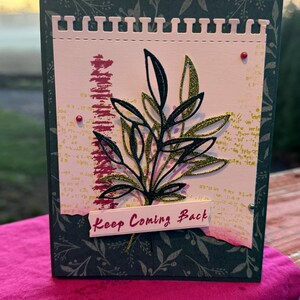 Carte faite main encourageante, cadeau fait main, cadeau spirituel, carte de motivation, design floral, fait main avec amour, continuez à revenir