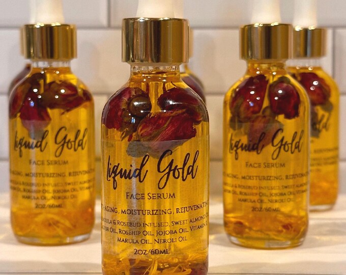 Liquid Gold Face Serum/ Infused with Calendula & Rosebuds