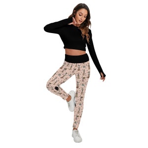 Conjunto deportivo para mujer "Foolish Mortals HM Mouse" con top sin espalda y leggings, para mamá y yo, conjunto a juego - Rosa y negro, MNSSHP imagen 1