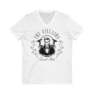 Dracula Bösewichte Social Club Halloween V-Ausschnitt T-Shirt - Gruseliges Grafik Shirt, Halloween Shirt, Horrorfilm Fan Geschenk, Creepy Goth, Episch, HHN