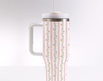 Pink Trellis 40oz Tumbler - Stainless Steel Travel Mug