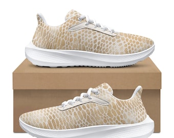 Gold Snake Print Women's Running Shoes - Chic & Comfortable Athletic Sneakers