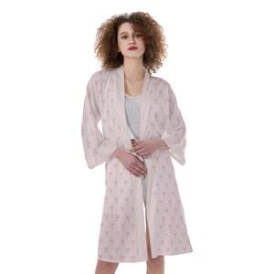 Lot De 6 Peignoirs Kimono Satin Rose Avec Bandeaux - Idéal Fêtes Filles, Spa, Mariage