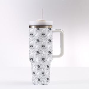 Peony 40oz Tumbler - Gift for Her, Spring Tumbler, Floral Tumbler, Stanley Dupe
