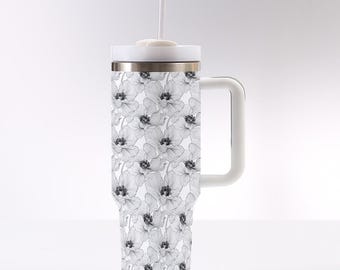 Floral Peony Tumbler - Stainless Steel 40oz Travel Mug