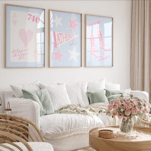 Athens Ohio Digital Prints | Athens Ohio Wall Art | College Costal Cowgirl Prints | Pink and Blue | Set of 3 | Instant Download