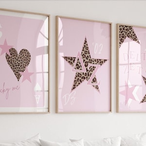 Delta Zeta Digital Prints | Delta Zeta Posters | DZ Big Little Gift | Sorority Wall Art | Pink | Cheetah Print | Set of 3 | Instant Download