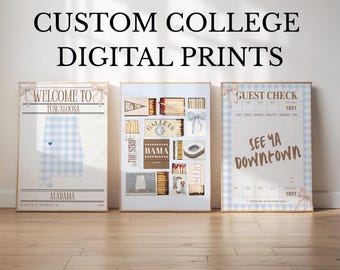 Custom College Digital Prints | Set of 3 | Custom College Preppy Prints Set | Custom College Posters | Custom Matchbox Print