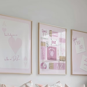 Delta Zeta Digital Prints | Delta Zeta Posters | DZ Matchbox Prints | Sorority Digital Prints | Pink | Set of 3 | Instant Download