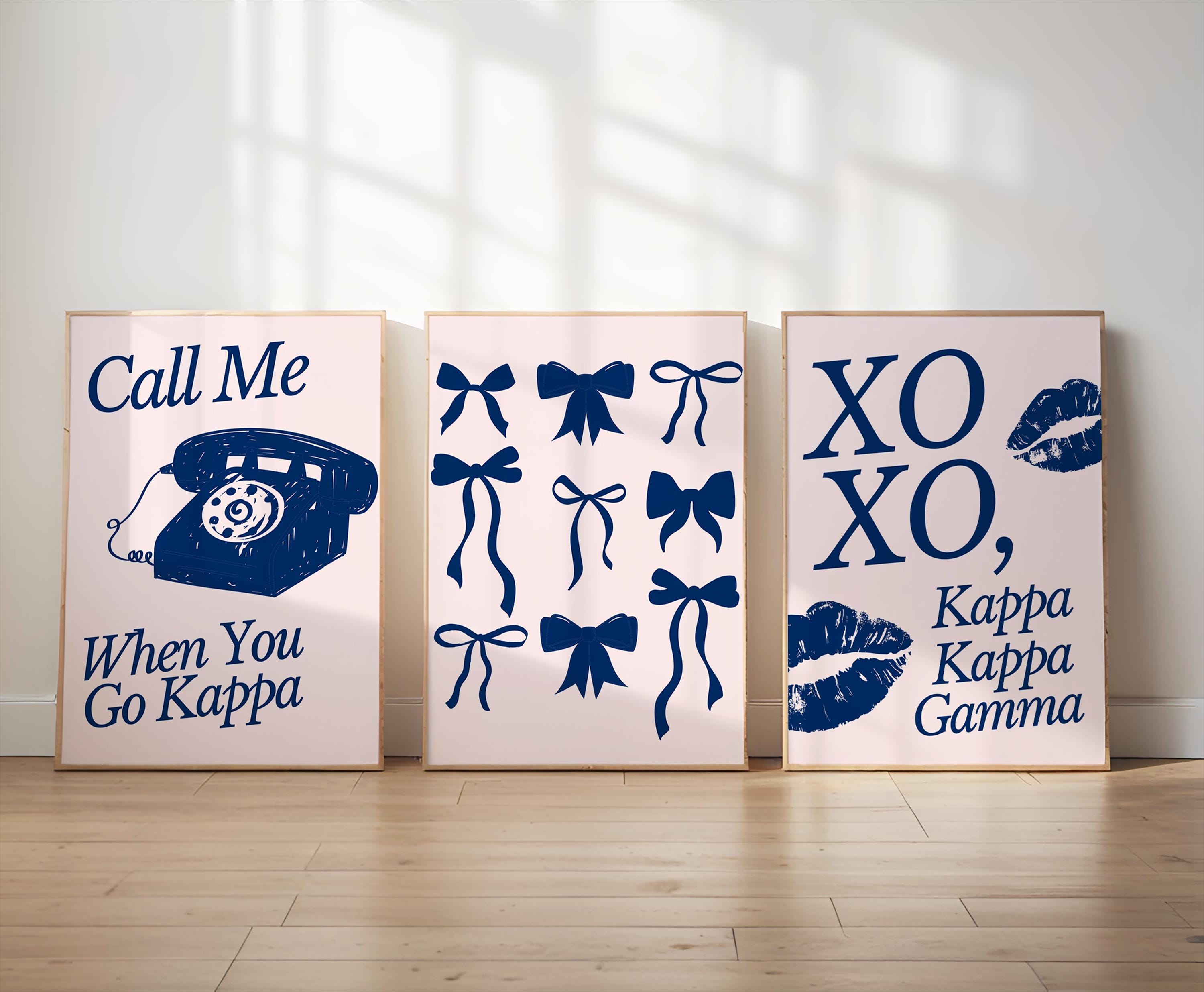 Kappa Kappa Gamma Digital Prints | Kappa Posters | Sorority Digital Prints | Pink & Blue | Set of 3 | Instant Download