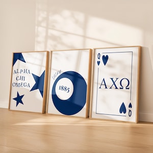 Alpha Chi Omega Digital Prints | Alpha Chi Print | Sorority Wall Art | Big Little Gift | Navy Posters | Set of 3 | Instant Download