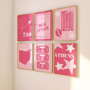 Ohio University Digital Prints | Athens Prints | OU Preppy Posters | Ohio University Prints | Pink | Set of 6 | Instant Download